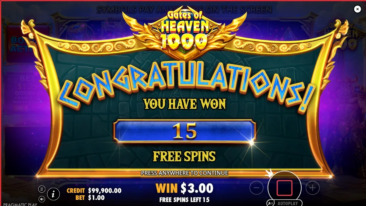 Tampilan visual slot Gates of Heaven 1000 dengan tema Zeus dan awan